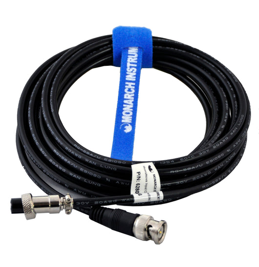 illumiNova Stroboscope input cable to BNC connector, 15 ft. with 5-pin threaded 12M connector - Monarch Instrument