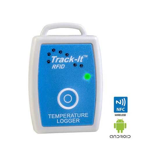Track-It RFID Loggers are small, compact data logging devices that use near-field communication (NFC) to communicate with Android devices that have NFC capability or with a PC using a special RFID reader that plugs into a USB port. 