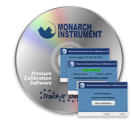 Track-It™ Pressure Calibration Software CD with Screen Shots image- Monarch Instrument