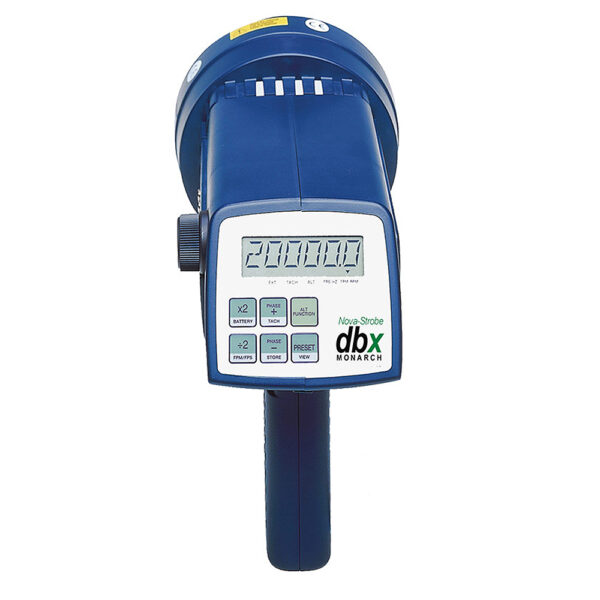 The versatile Nova-Strobe dbx Deluxe Battery-Powered xenon stroboscope has a flash rate of 30 to 20,000 FPM.