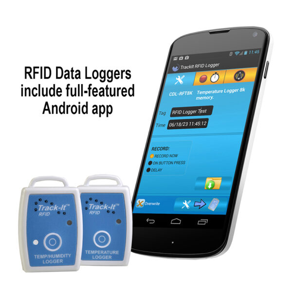 The Android application for Track-It RFID Data Loggers brings wireless technology and the power and convenience of your Android device to the forefront. Simply place the Track-It RFID Data Logger near the NFC antenna location on your device to establish communication for configuring the logger or downloading data. The Track-It RFID Data Logger application allows you to quickly scan for alarms to determine if a package was exposed to unacceptable levels.