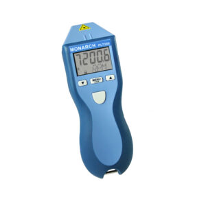 PLT200 is a digital, battery-powered portable optical tachometer, which operates up to 25 feet* [8 meters] from a reflective target using a Class 2 laser light source. The ergonomic design allows safe, direct line-of-sight viewing of both the target and the display at the same time while providing a non-slip rubber surface for single-hand operation. NIST Traceable Certificate