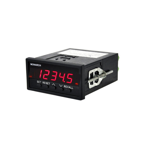 The ACT-3X Panel Tachometer is a powerful NIST calibrated, fully programmable tachometer and totalizer. It accepts inputs from all Monarch speed sensors or from any standard TTL generating device. The unit operates from 120/240 Vac input power or from 12 or 24 Vdc input power (optional).