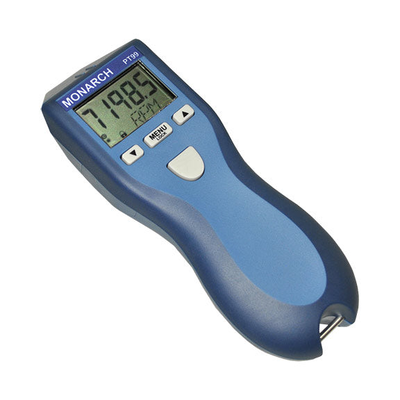 Pocket Tach 99 is a digital, battery-powered portable non-contact optical tachometer (red LED), which operates up to 36 inches from a reflective tape target using an LED light source. 