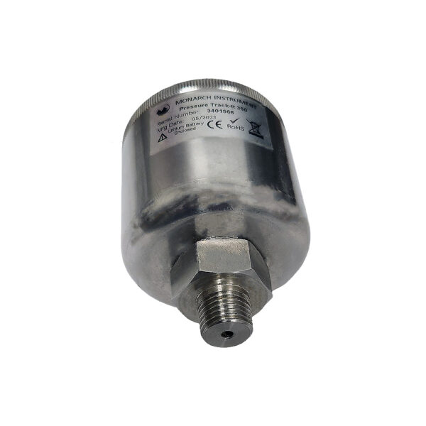 Pressure-Temperature Data Logger with 1/4 inch NPT male connection for easy attachment. Track-It from Monarch Instrument