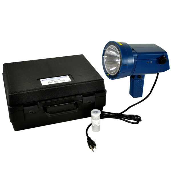 Xenon 115 AC-powered stroboscope kit includes spare lamps. Nova-Strobe dax Kit