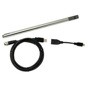 Temperature/Humidity 12 in. Probe with 2-meter USB interface cable, Android On-The-Go cable, and free software.