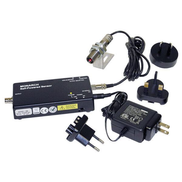 6180-020 Self-Powered Sensor (SPSR) with kit with interchangeable batteries provides the required power to any one of Monarch's sensors. Kit includes SPSR sensor, ROS-P sensor and recharger.