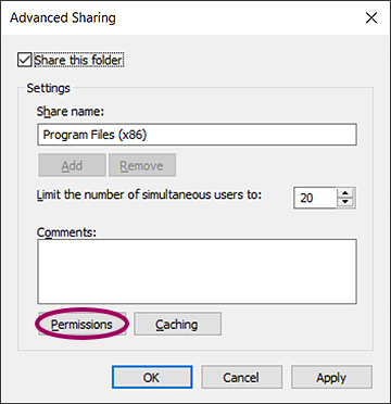 Installing Track-It™ Software and Drivers - On the Advanced Sharing Screen, share this folder.