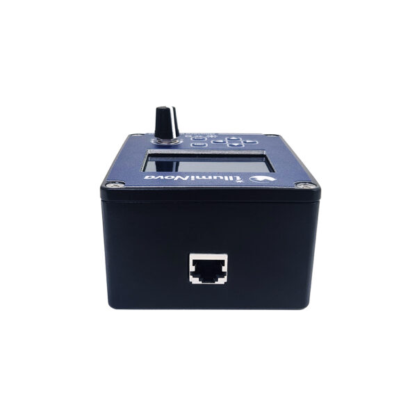 The Remote Controller for the illumiNova Fixed Mount Strobe from Monarch Instrument has a plug in for connection to the strobe.